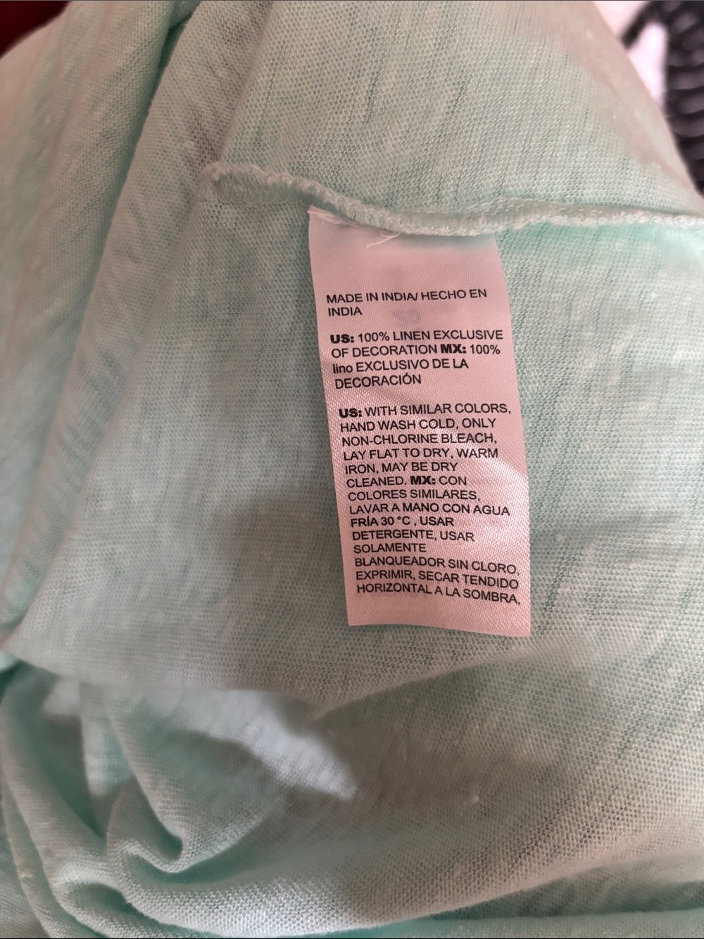 Chicos Linen Embroidered V-Neck 3/4 Sleeves Coastal Ocean Blue Tunic Top Size XL - Picture 7 of 8